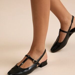 Lulus Shai Black Slingback Low Heel Mary Janes - Size 10